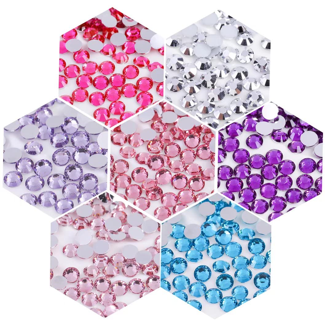 3000 Pieces SS12 3mm Flatback Rhinestones Clear Glass Round Gems Crystals for Nail Art DIY Crafts Clothes Shoes Bags （Light Pink）