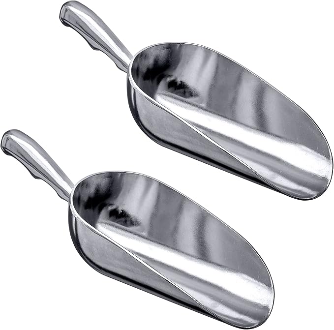 Amazing Abby - Elsa - 24-Ounce Aluminum Ice Scoops (Set of 2), Cast Aluminum Utility Scoops, Food-Grade, Good for Home and Commercial Use, NOT Dishwasher-Safe, Hand-Wash Recommended