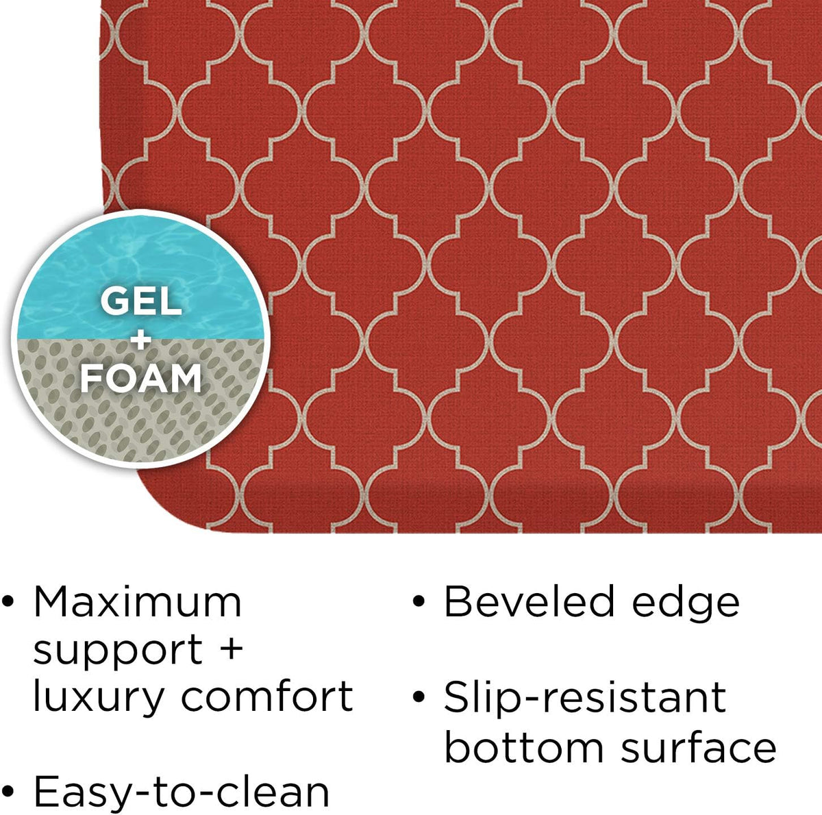 GelPro Elite Premier Anti-Fatigue Kitchen Comfort Floor Mat, 20x48", Lattice Garnet Stain Resistant Surface with therapeutic gel and energy-return foam for health & wellness