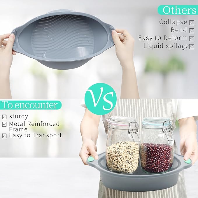 To encounter 9 Inch Silicone Round Cake Pans, 2 Pack Nonstick Silicone Baking Pans Set, Food Grade Cake Molds, with Metal Reinforced Frame More Strength