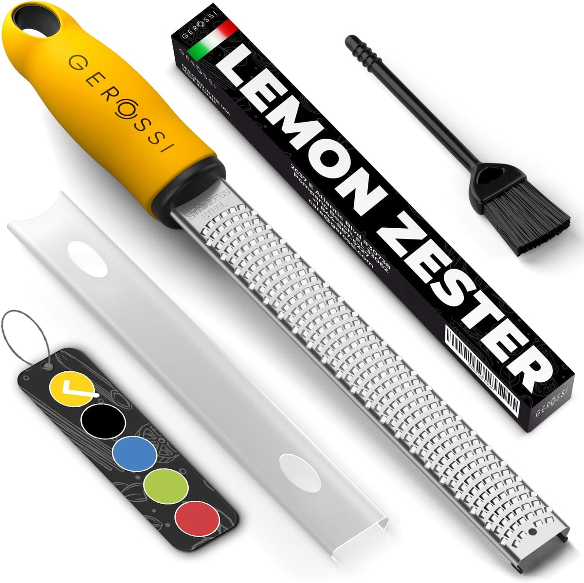 Stainless Steel Cheese and Citrus Zester Grater w/Extra Sharp Blade - Perfect for Lemons, Parmesan, Garlic, Chocolate - Spice Up any Kitchen Dish in Seconds with Your Premium Hand Held Shredder