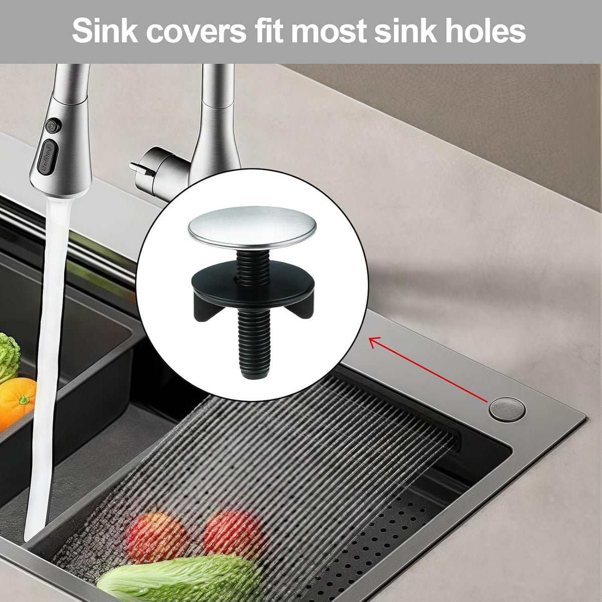 Kitchen Sink Hole Cover Sink Hole Cover Stainless Steel Hole Plate Stopper Cover Blanking Metal Plug