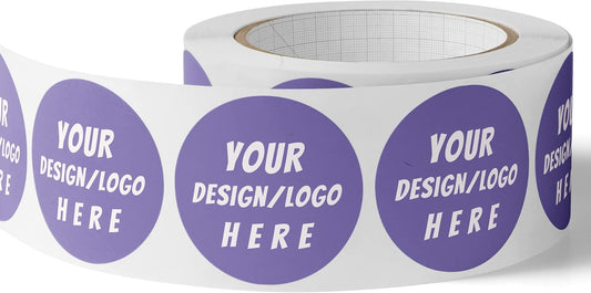 150 Custom Circle/Square BOPP Roll Labels- Personalized Stickers for Business Logo, Party, Wedding Favor, Baby Shower-Any Design Text + Image, Matte/Gloss Finish (2 Inch Circle)