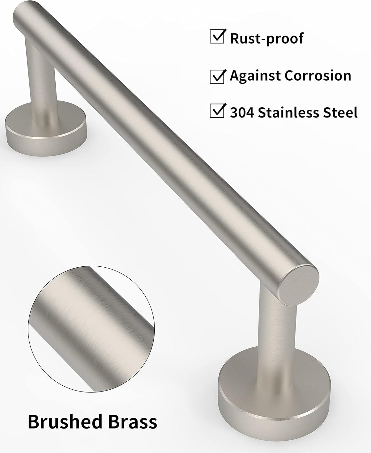 12 Inches Brushed Towel Bar for Bathroom Kitchen Hand Towel Holder Dish Cloths Hanger SUS304 Stainless Steel RUSTPROOF Wall Mount (Brushed Grey 12-inch)