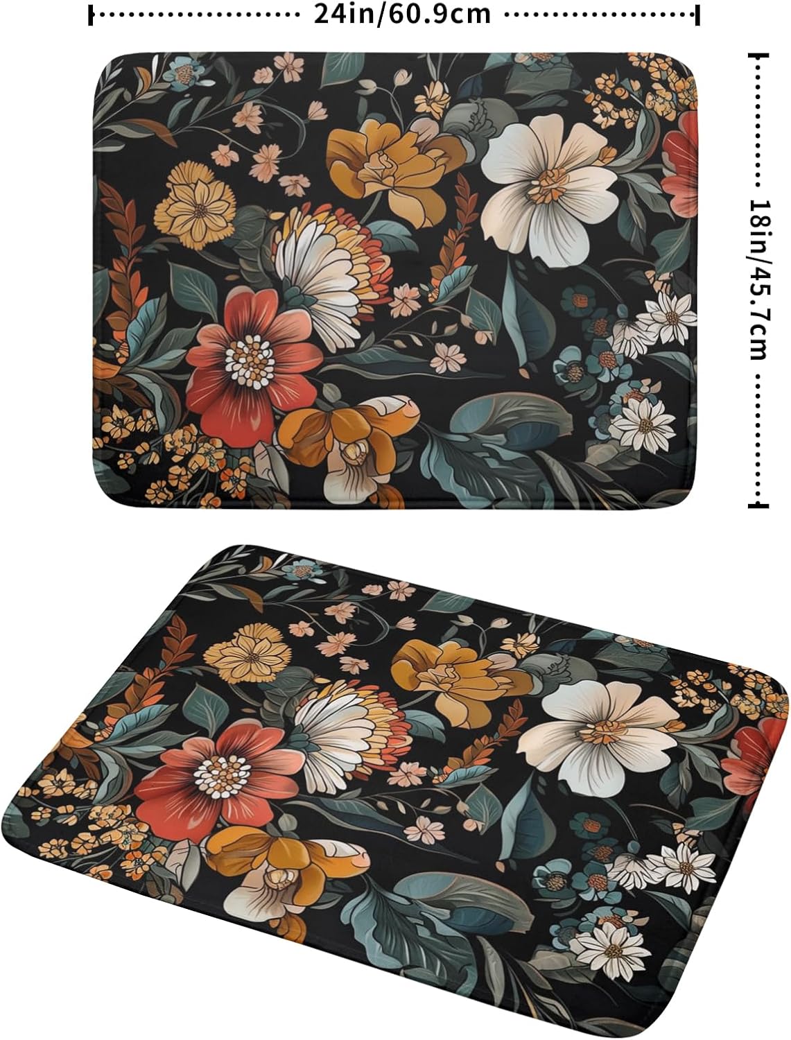 Vintage Floral Dish Drying Mat 18x24 inch Boho Flower Drainer Mats Fast Dry Absorbent Washable Dish Rack Pad Protector Kitchen Accessories