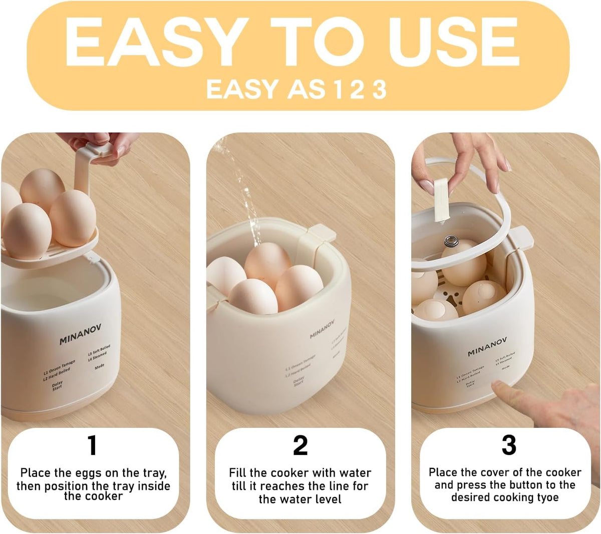 Egg Maker - Electric Egg Cooker with Auto Shut Off and Alarm- Egg Maker Machine for Hard Boiled, Soft Boiled, Steamed Eggs, Onsen Tamago - Smart Egg Cooker for Home,Kitchen, RV,Camping