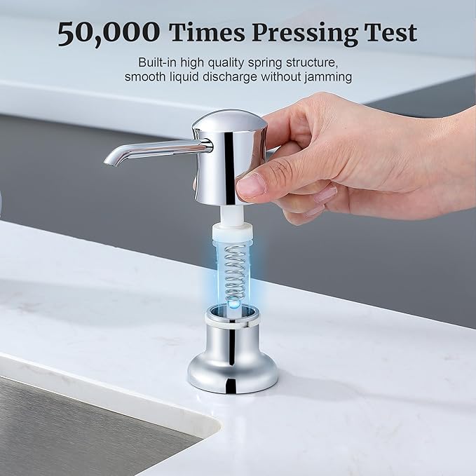 Sink Soap Dispenser for Kitchen Sink Chrome Upgrade with 40" Silicone Extension Tube Kit, Connect to Your Soap Bottle Directly