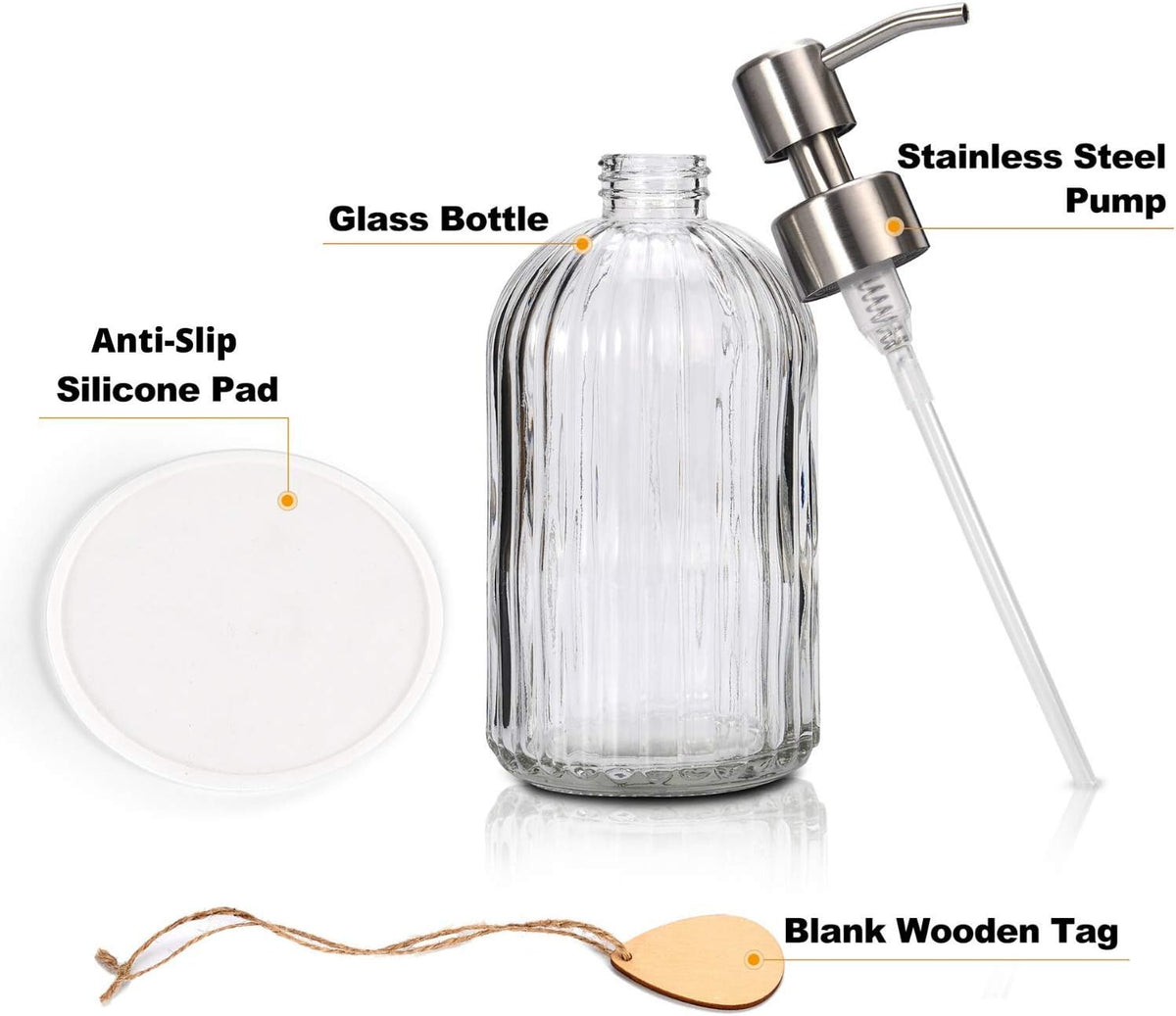 2025 Version soap Dispenser with Silicone Pad – Premium Quality – Dish Soap Dispenser, Hand Soap Dispenser – Rust Proof Stainless Steel Pump – Ideal for Kitchen Dish Soap, Bathroom Soap