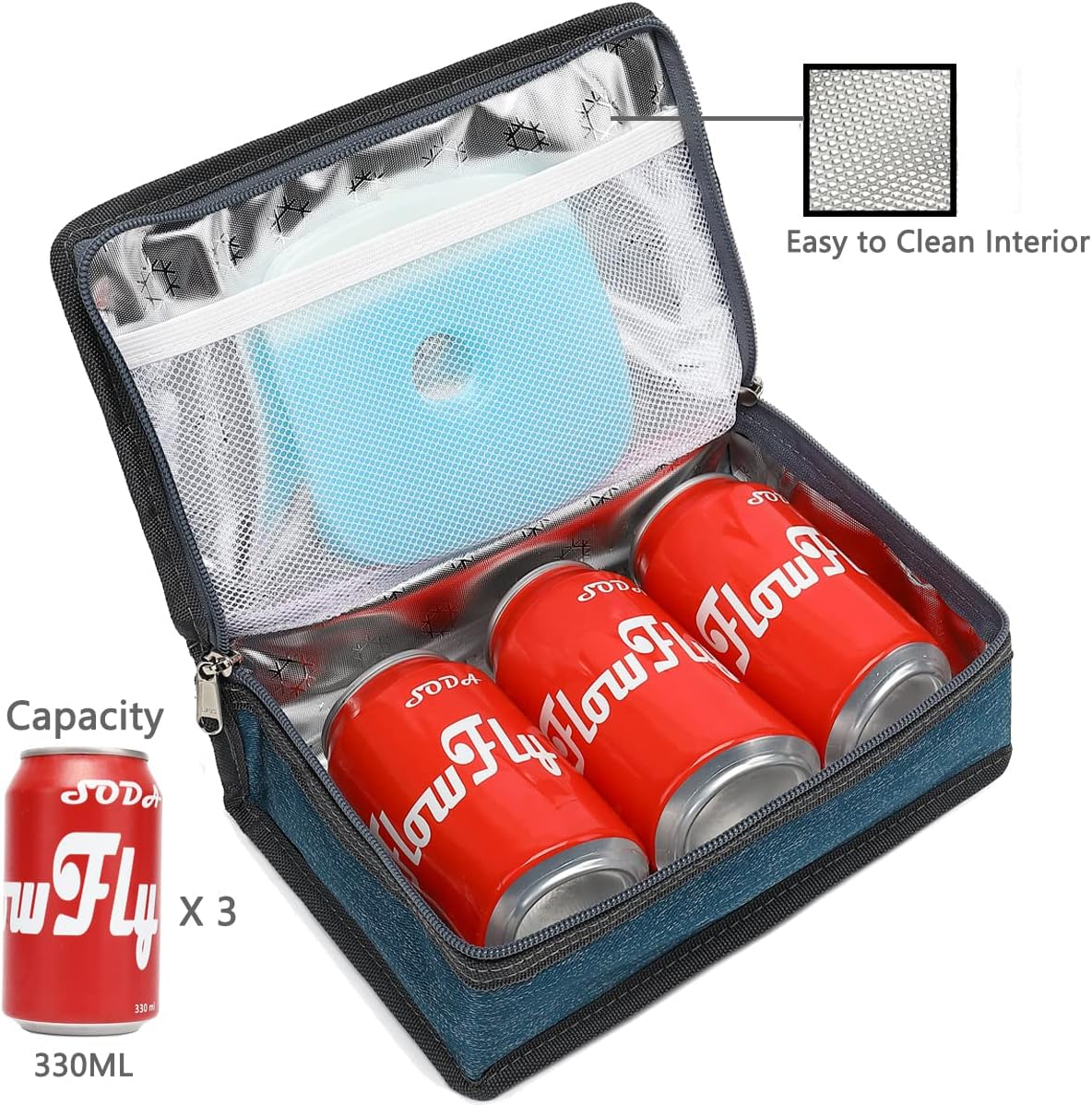 FlowFly Small Insulated Lunch box Portable Soft Bag Mini Cooler Thermal Meal Tote Kit with Handle for Work & School, Royal