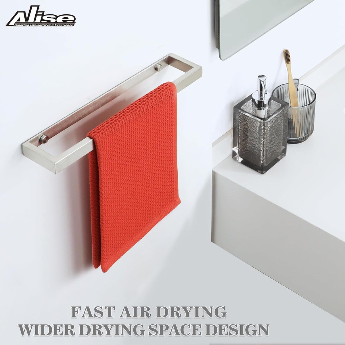 Alise Bath Towel Bar,Wall Mount Towel Holder Towel Rack Towel Hanger for Bathroom Lavatory,12 Inch SUS304 Stainless Steel Towel Rail,Brushed Finish GJF030-LS