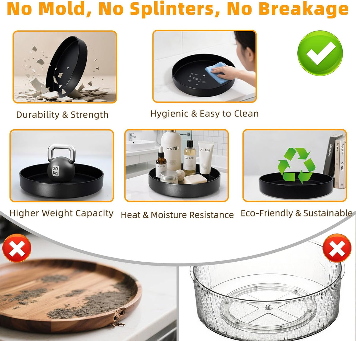 Metal Lazy Susan Organizer, 10 Inch Anti-Rust Turntable for Cabinet, Kitchen, Dining Table, Bathroom – Rotating Spice Rack, Spinner Storage, Round Carousel Organizer for Countertop Black