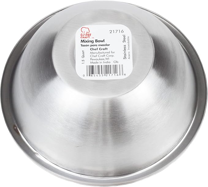 Chef Craft Brushed Mixing Bowl, 1.5-Quart, Stainless Steel