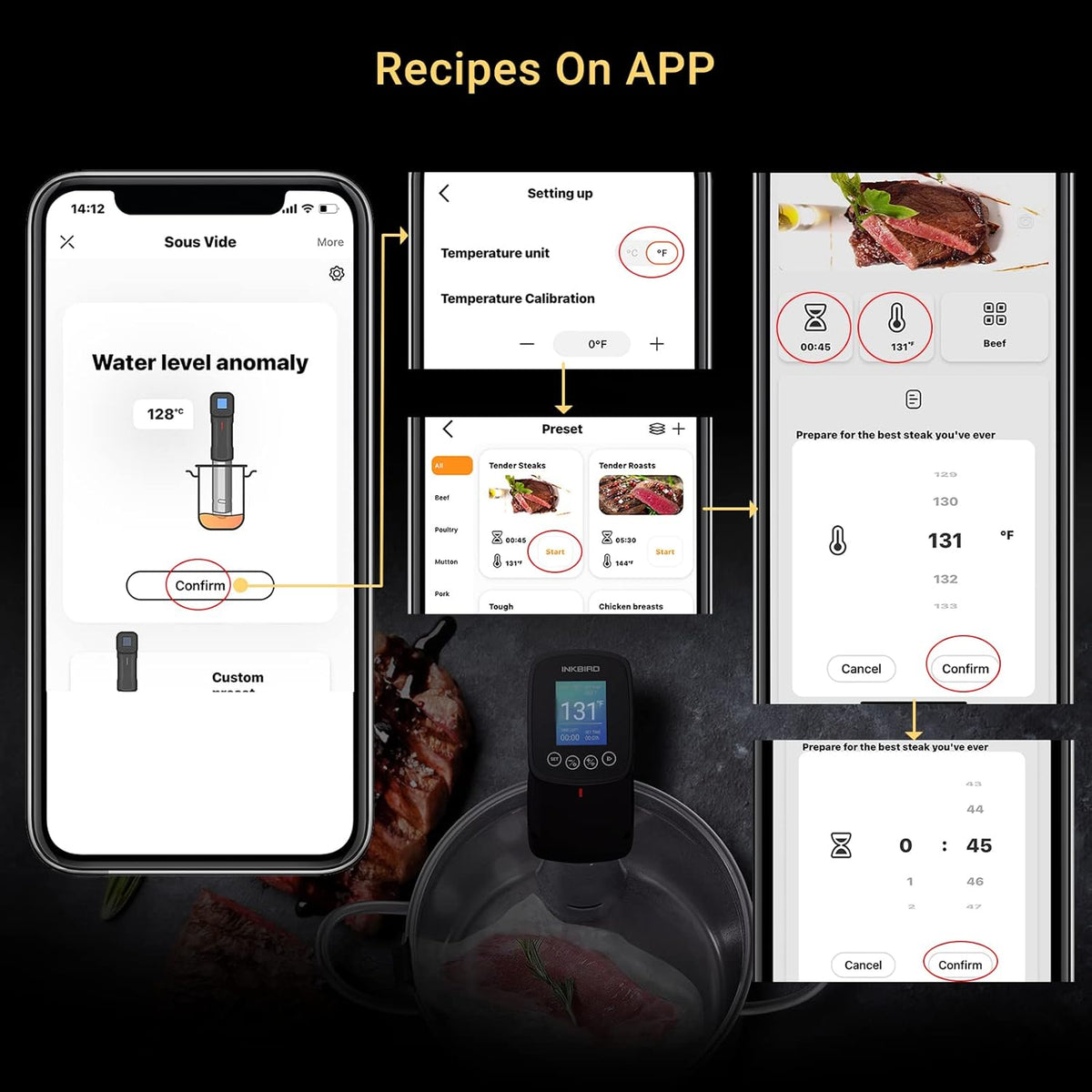 Inkbird WIFI Sous Vide Cooker & 44PCS Electric Vacuum Sealer Sous Vide Kits Recipes on APP and 1000W Sous Vide Machine| Sous Vide Starter Kits with 30PCS Sous Vide Bags Electric Pump Clips