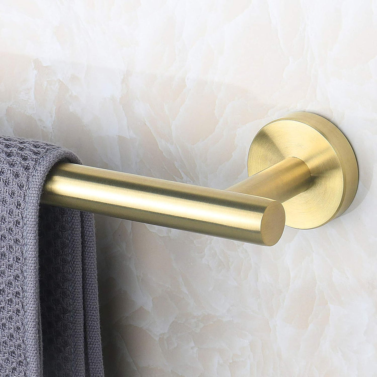 NearMoon Bath Towel Bar, Bath Accessories Thicken Stainless Steel Shower Towel Rack for Bathroom, Towel Holder Wall Mounted (1 Pack, Brushed Gold, 12 Inch)