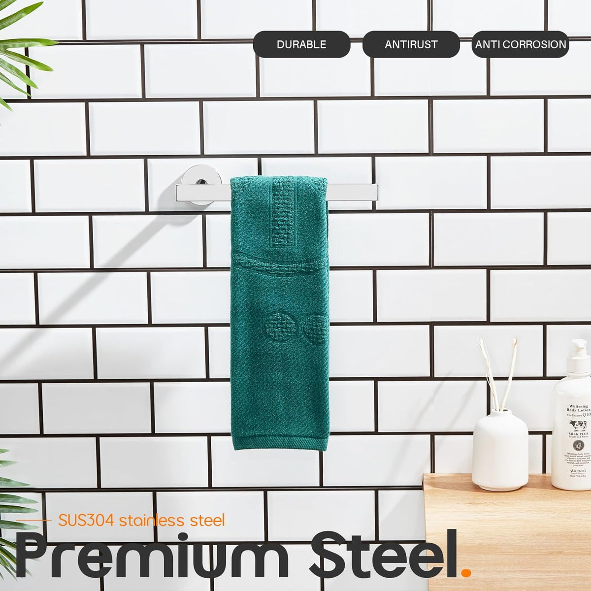 Bath Towel Rings Bathroom Towel Holder Modern Small Hand Towel Bars Stainless Steel 2 Pack Wall Mounted Polished Chrome AN3001CH-P2