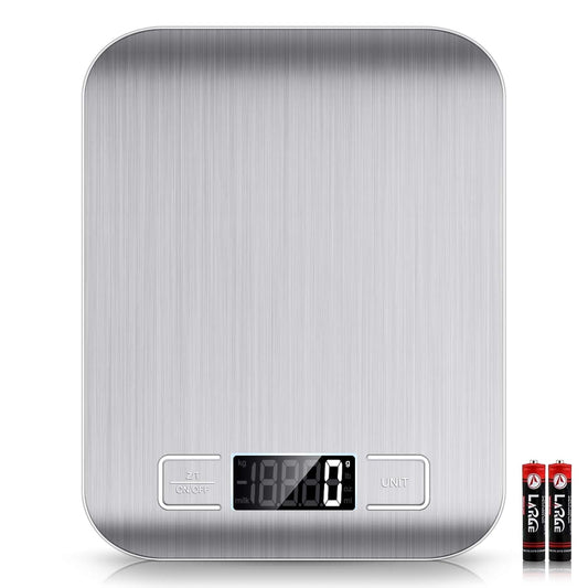 Mik-Nana Food Scale, 22lb Digital Kitchen Scale Weight Grams and Oz for Baking and Cooking, 1g/0.1oz Precise Graduation, Easy Clean Stainless Steel