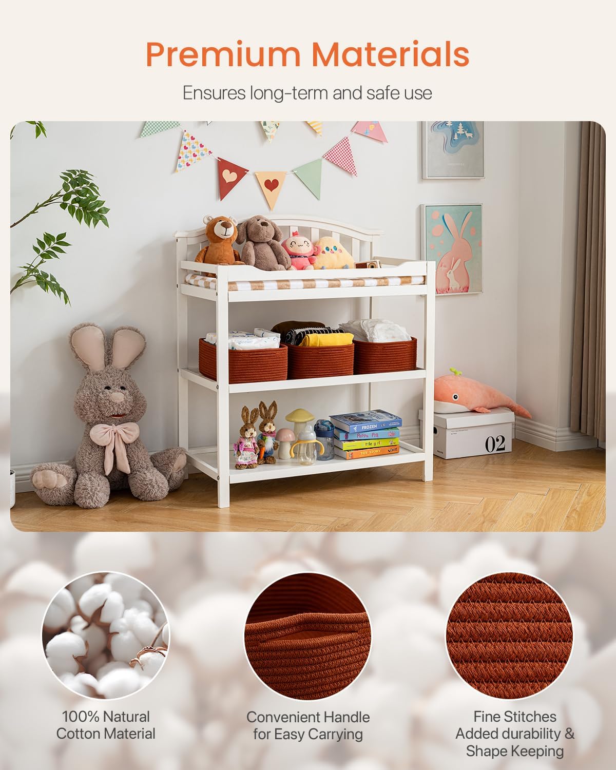 Small Woven Basket, 13.5 x 9.5 x 5 Inches, Storage Basket for Organizing, Cute Small Rope Shelf Closet Cube Storage Bins Baskets for Shelves, Dog Toy Gift Baskets Empty, 3 Pack Rust Red