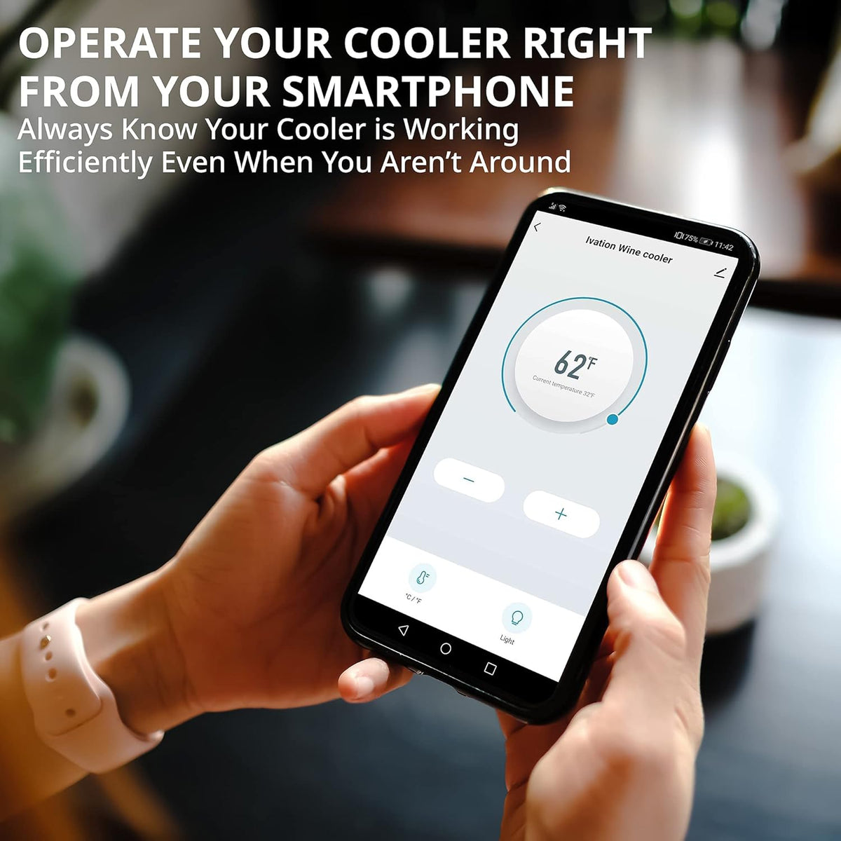 Ivation 28 Bottle Compressor Wine Cooler Refrigerator with Wi-Fi Smart App Control Cooling System | Large Freestanding Wine Cellar Fridge For Red White Champagne or Sparkling, Black Glass Door & Lock