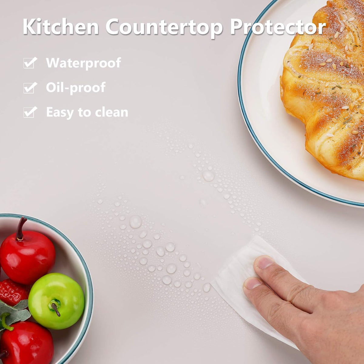 Gartful Silicone Mats for Kitchen Counter, Large Silicone Countertop Protector 25" by 17", Nonskid Heat Resistant Desk Saver Pad, Multipurpose Mat, Table Placemat, Beige, 2PCS