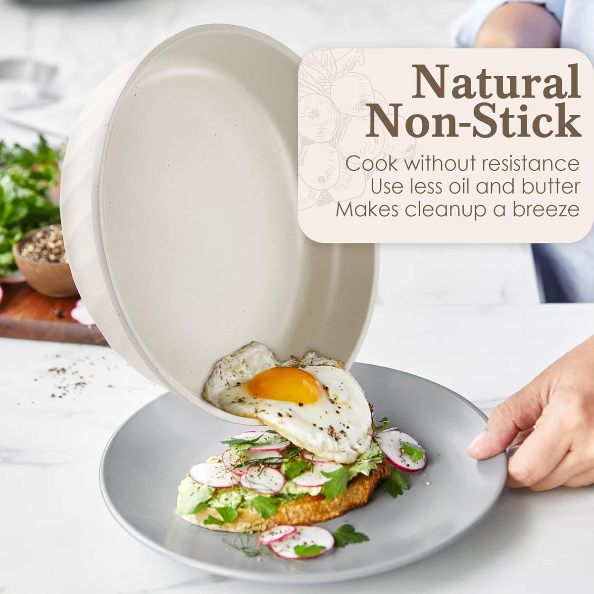 Non-stick Frying Pans Nonstick Frying Pan Set Egg Omelette Pans for Cooking Set, Healthy Granite Skillet Set Kitchen Induction Cookware Chef's Pan Christmas Gift, 8", 9.5" &11"