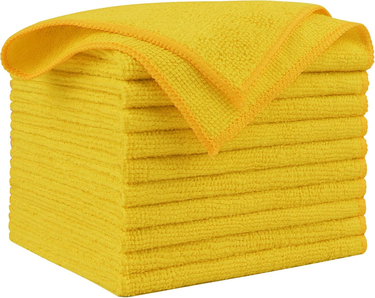 AIDEA Microfiber Cleaning Cloth, 10PK, Microfiber Towels for Cars, Premium All Purpose Car Cloths, Dusting Cloth Cleaning Rags, Absorbent Towels for SUVs, House, Kitchen, Window, 12"×12", Yellow