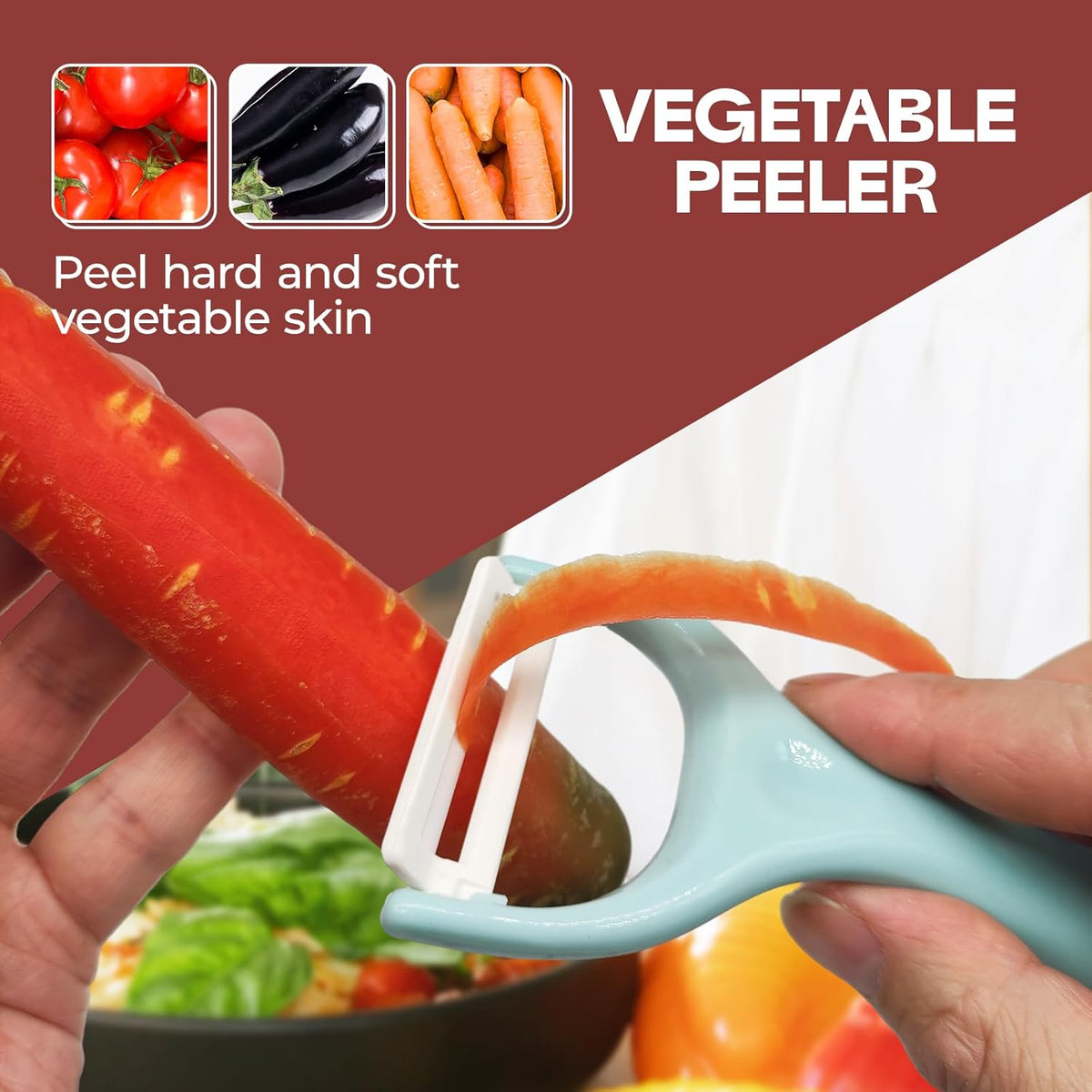 Trez Treamer 6-Pack Vegetable Peelers for Kitchen，Y Ceramic Peeler Safe Potato Peeler Set for Apple Veggie Carrot Fruit Zucchini Cucumber Peelers Bulk with Non-Slip Handle (Y)