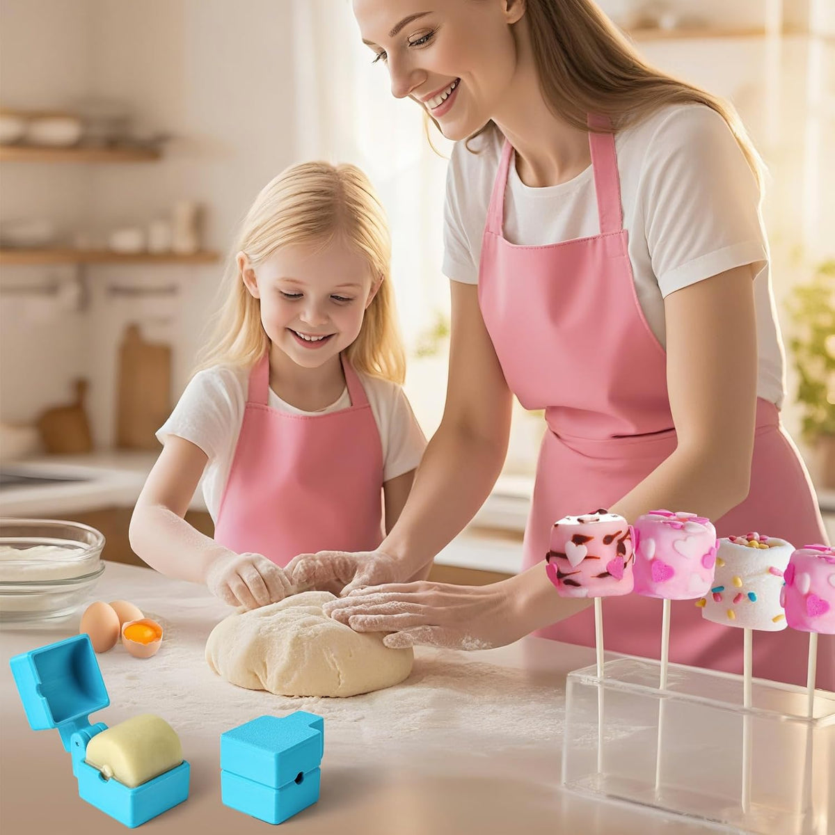 2 PCS Cylinder Cake Pop Mold Shapes Press Set, 3D Printed Cake Pop Cutter and Pusher, Baking Tools Accessories for Home Baking, Birthday Parties, Wedding Desserts