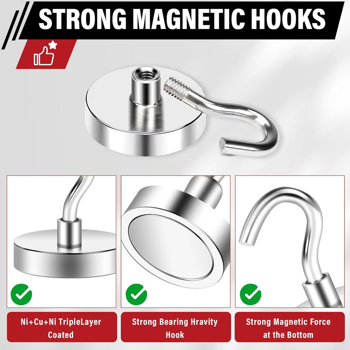 Magnetic Hooks, 2025 Cruise Cabins Ship Essentials 110Lbs Strong Heavy Duty Magnets 12Pcs Magnet Hook for Classroom Home Refrigerator Door Fridge Camping Hanging