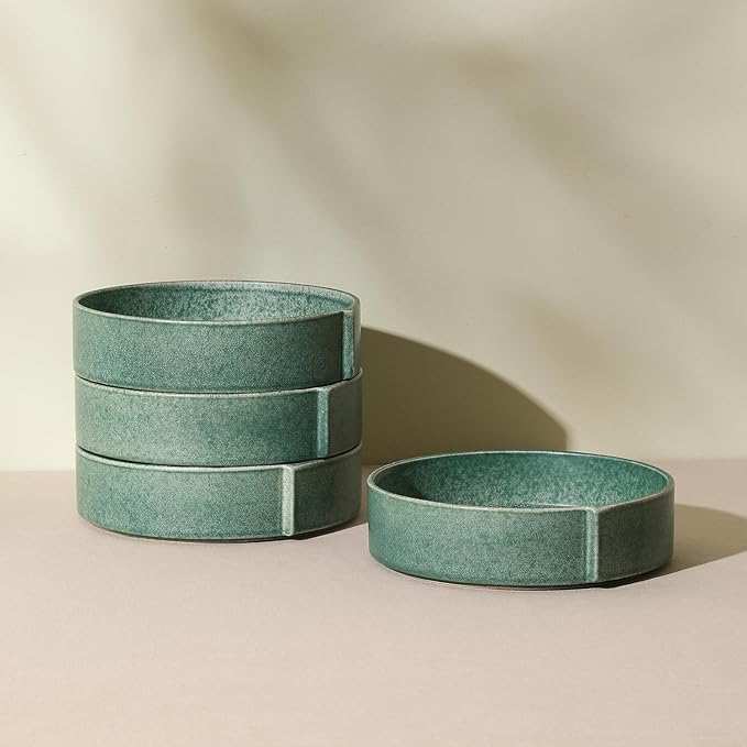 Stone Lain Bao 4-Piece Pasta Bowl Set Stoneware, Green