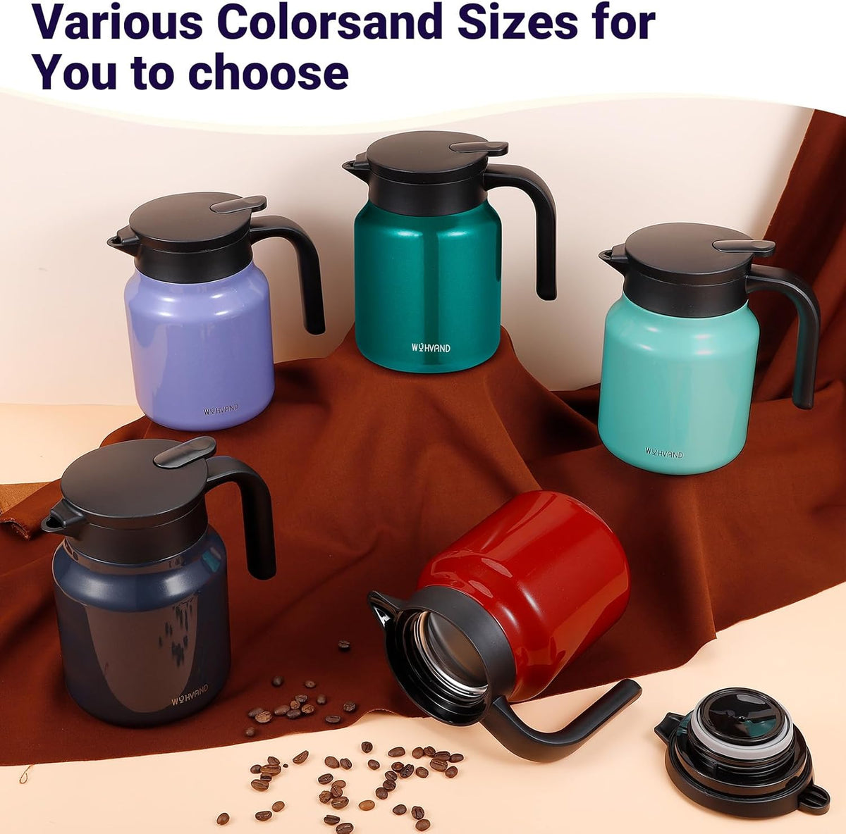 34Oz Thermal Coffee Carafe for Hot/Cold, Stainless Steel Thermos Carafes for Hot Liquids, Dustproof Insulated Hot Water Carafe for Party/Home,Violet