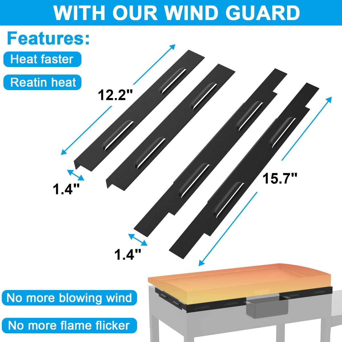 5003 Hard Top Lid Cover with Temperature Gauge and Wind Guards for Blackstone 28" Griddle, Flat Top Cover and Wind Screen Replacement Parts for Blackstone 28 inch Griddle Accessories