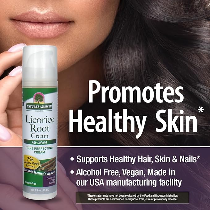 Nature's Answer Licorice Root Cream – Skin Tone Perfecting Moisturizer with 7% Licorice, Shea Butter – Age-Defying Face & Hand Cream – 1.7 oz – Alcohol & Paraben Free