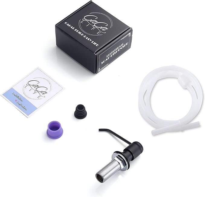 Gagal Soap Dispenser (Matte Black) and Extension Tube Kit for Kitchen Sink, Complete Brass Pump with 40" Silicone Tube Connect to The Bottle Directly, Say Goodbye to Frequent Refills