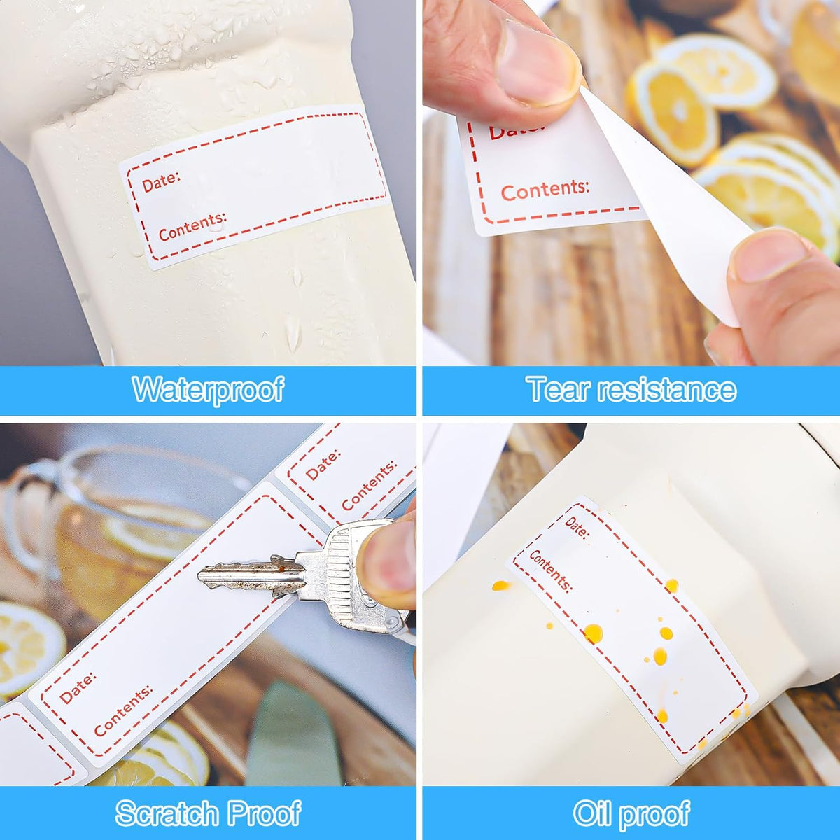 2000Pcs Removable Freezer Labels,1 x 3 Inch Food Labels for Food Containers Food Date Stickers Refrigerator Food Storage Labels Easy Clean No Residue