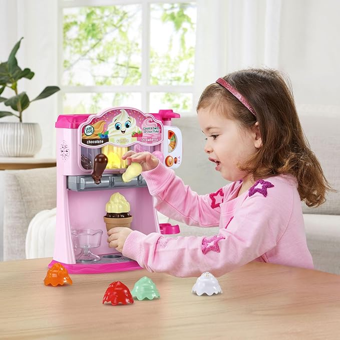 LeapFrog Count and Swirl Ice Cream Maker Playset for Kids Ages 2 Years and up, Pink