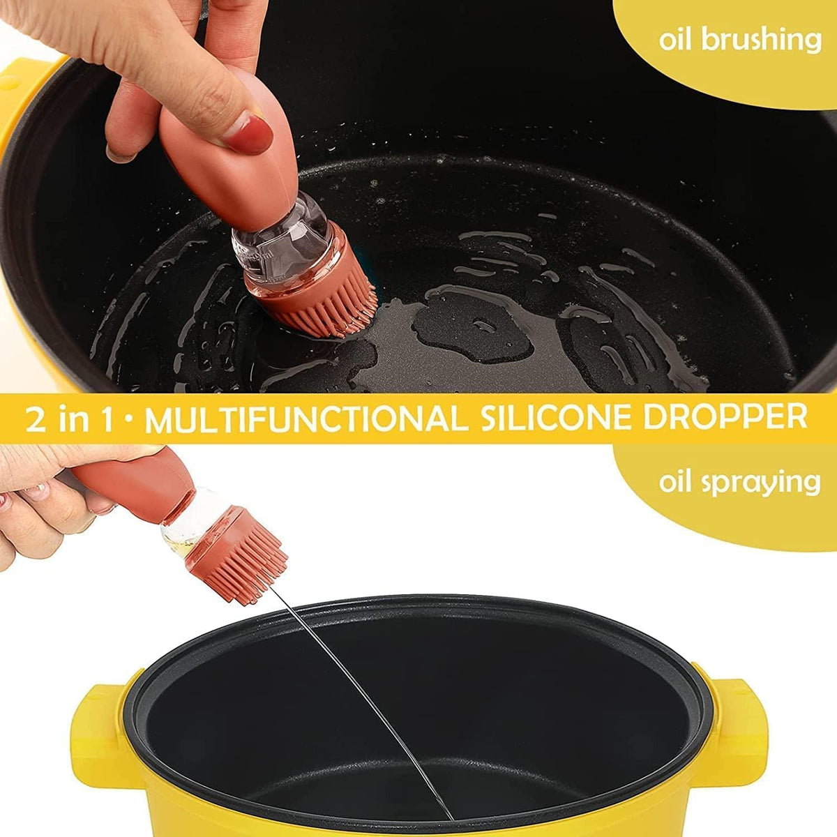 Oil Dispenser Bottle with Silicone Brush, 200ML 2 in 1 Silicone Dropper Measuring Oil Dispenser Bottle for Kitchen Cooking, Frying, Baking, BBQ Pancake, Air Fryer, Marinating - Green