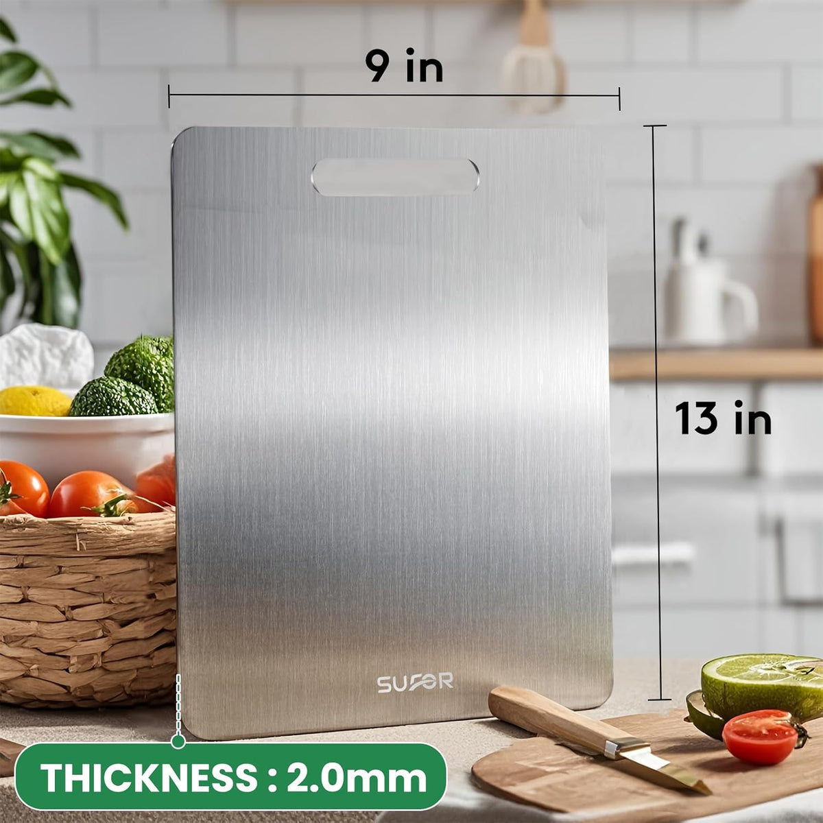 New Titanium Cutting Board - 100% Pure Titanium Cutting Boards For Kitche,Easy to clean,Cutting Board For Cutting Meats, Fruits And Vegetables,13 * 9