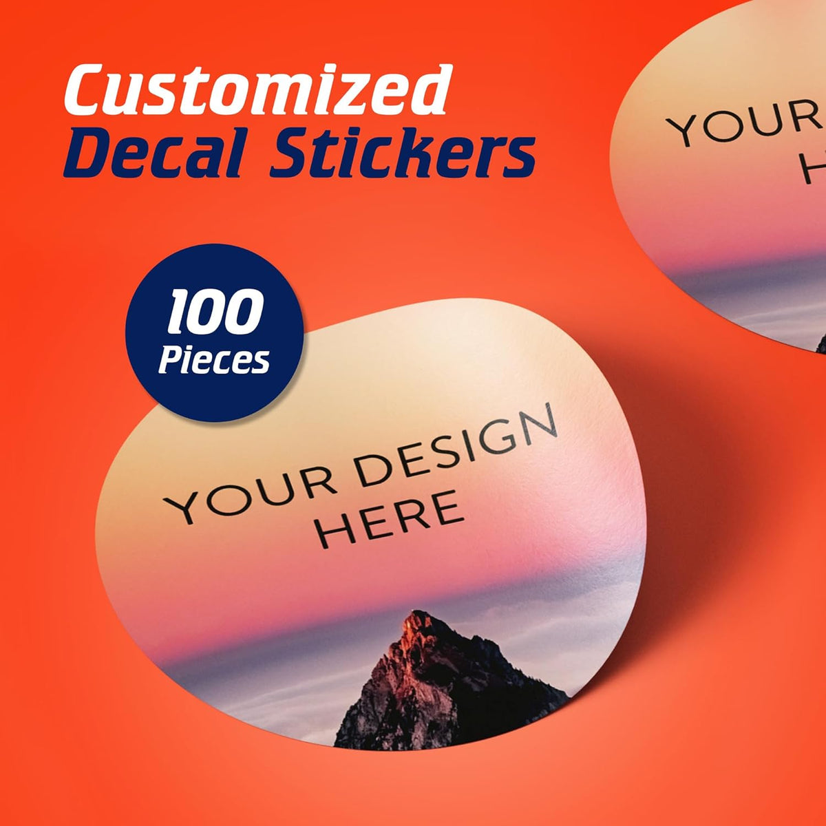 100 Custom Vinyl Stickers - Upload Your own Image, Text, Design, Logo - Personalized Logo Labels for Handmade, Packaging, Bottle, Jars, Candle, Brand Stickers (Mountain, 1.5x1.5)