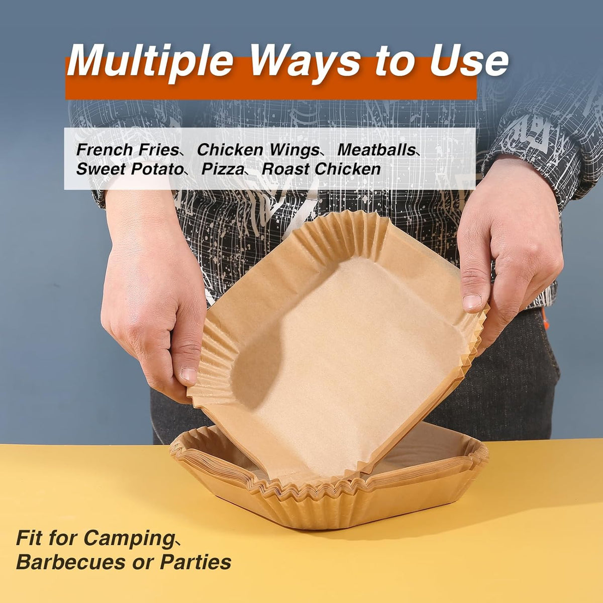 Parchment Paper, OOTDAY 100Pcs Square Air Fryer Liners Disposable, Cooking Non-Stick air fryer accessories, Frying Pan, Oil-proof Air Fryers for 2-4 QT Air Fryer Baking Roasting Microwave(6.5")