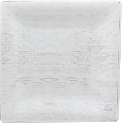 Carlisle FoodService Products Grove Reusable Plastic Plate Square Plate with Rim for Home and Restaurant, Melamine, 8.5 Inches, Buff