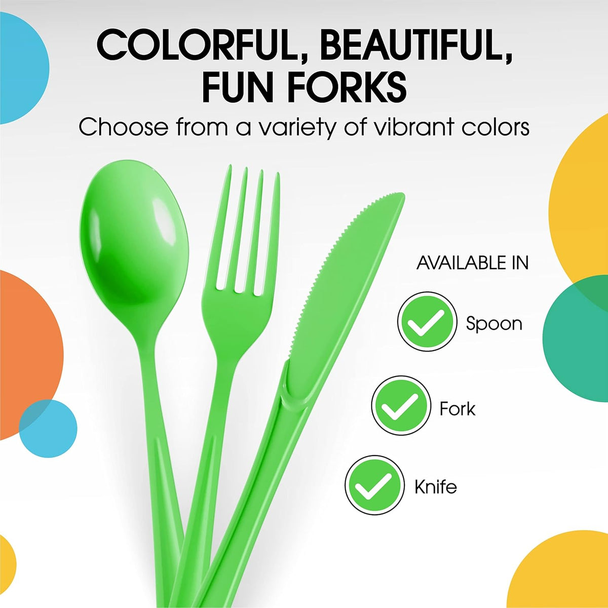 Party Solids Plastic Spoons - 200 Pcs Heavy Duty Lime Green Disposable Cutlery