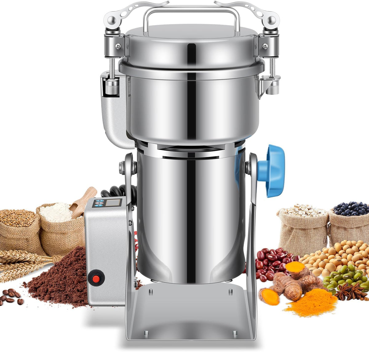 Grain Mill 500g Commercial Spice Grinders Electric 1500W Stainless Steel Pulverizer Dry Grinder for Grinding Wheat, Oats, Corn, Pepper, and Coffee Beans – Grinder for Kitchen.