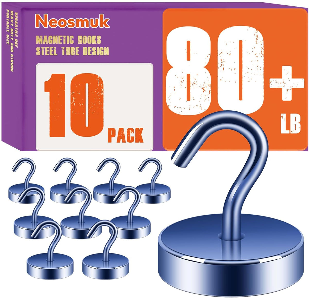 Neosmuk Magnetic Hooks, Cruise Ship Essentials, 80lb+ Heavy Duty Magnetic Hooks for Cruise Cabins, Refrigerator, Grill, Hanging, and Travel | Extra Strong Must-Haves Magnet Hook,Navyblue