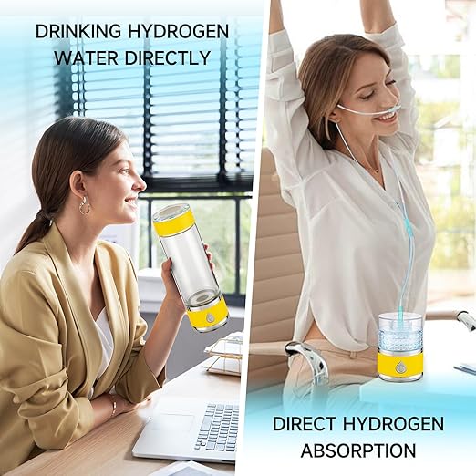 Hydrohealth Hydroh Hydrogen Water Bottle Generator, Portable and Rechargeable Hydro Health Hydrogen Water Bottle Glass with SPE Pem Technology,3 Min 4100 PPB Pure Hydrogen Rich Concentration