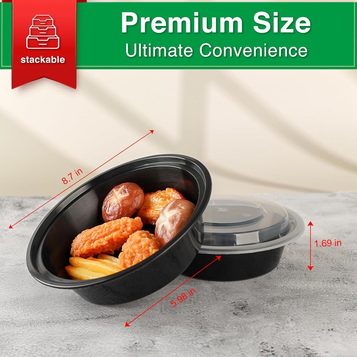 Meal Prep Containers Reusable 10 Pack-29 oz Food Storage Containers with Lids To Go Food Containers Takeout, Microwave Dishwasher Freezer Safe, Stackable, BPA Free, Plastic (Black)