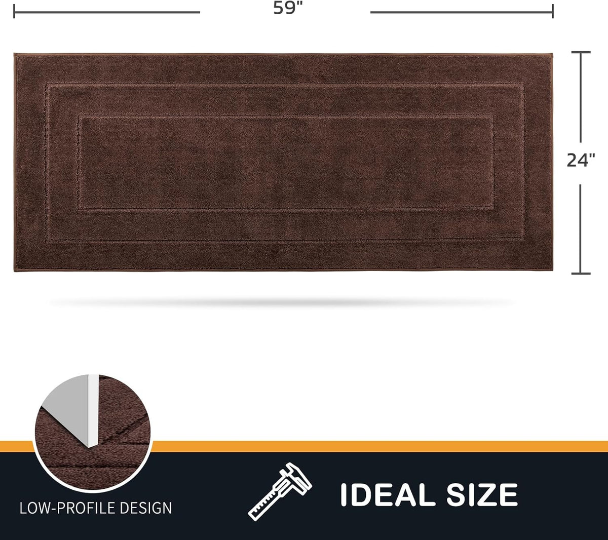PURRUGS Dirt Trapping Door Mat 24" x 59", Non-Slip/Skid Machine Washable Entryway Rug, Dog Doormat, Super Absorbent Welcome Mat for Muddy Wet Shoes and Paws, Brown