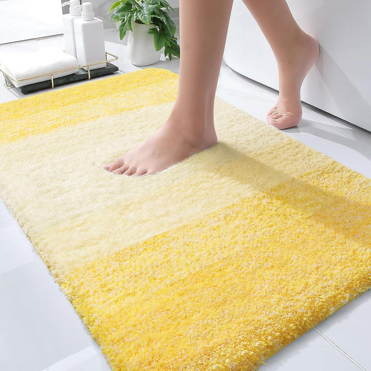 OLANLY Bathroom Rugs Mat 30x20, Extra Soft Absorbent Microfiber Bath Rugs, Rubber Backing, Quick Dry, Machine Washable Bath Mats for Bathroom Floor, Tub and Shower, Home Decor Accessories, Yellow