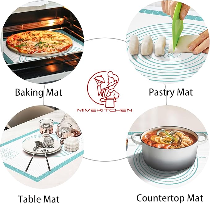 Non-Stick Silicone Pastry Mat, Thick Silicone Baking Mat - Dough Mat for Rolling, Silicone Mat for Baking Cookies Macarons Bread, Extra Large 26 x 16 Inch