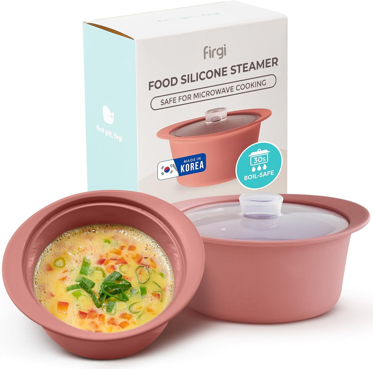 40oz Platinum Silicone Microwave Steamer Pot with Handle & Lid - Korea 100% Food-Grade Steamer Bowl, Heat-Resistant Cooker with Steam Holes, Easy Clean, Dishwasher Safe, Dry Rose