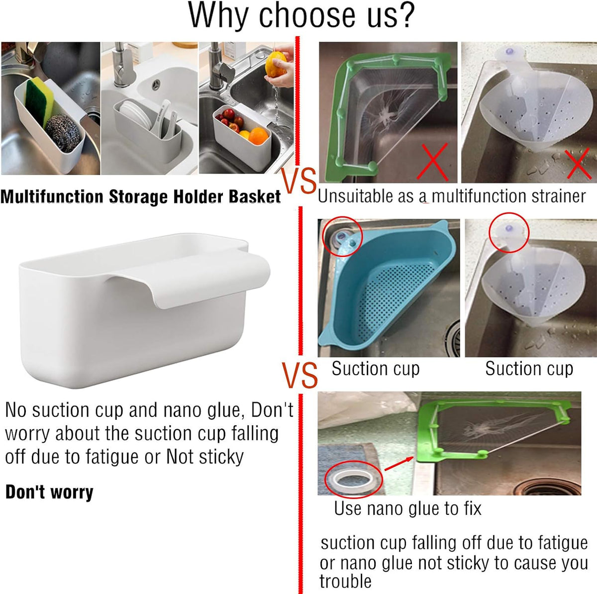 Sink Strainer Drain Basket Kitchen Sink Trash Food Catcher Waste Leftovers Garbage Strainer Faucet Hanging Triangle Over Corner Sink Trash Bag Strainer